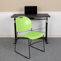 Flash Furniture RUT-188-GN-GG HERCULES Series 880 lb. Capacity Green Ultra-Compact Stack Chair with Black Powder Coated Frame